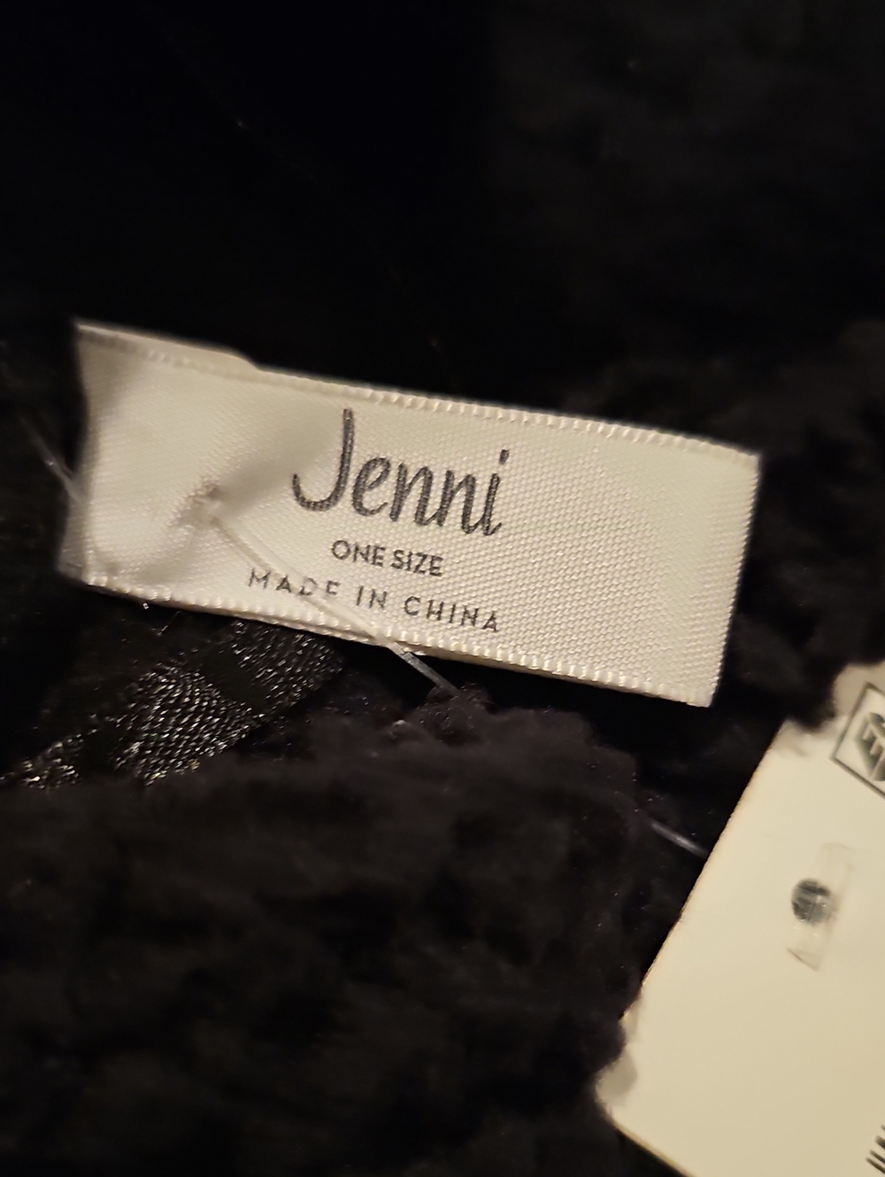 Jenni Hooded Sherpa Kangaroo Pocket Poncho Black OS MSRP $78 New - Picture 8 of 9